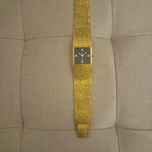 Vintage Gold Watch with Black Dial